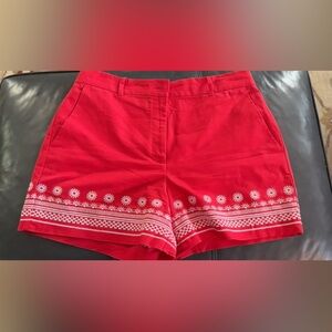 Women's Ann Taylor Embroidered Red Shorts